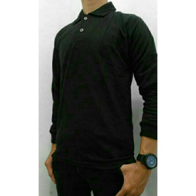 Kaos polo kerah lengan panjang pria.