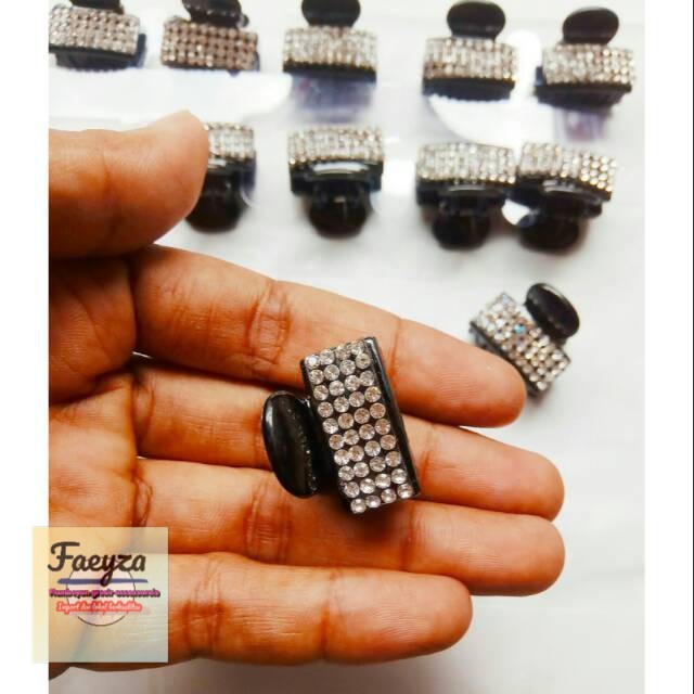 grosir  Jepit salon poni permata 12 PCS black