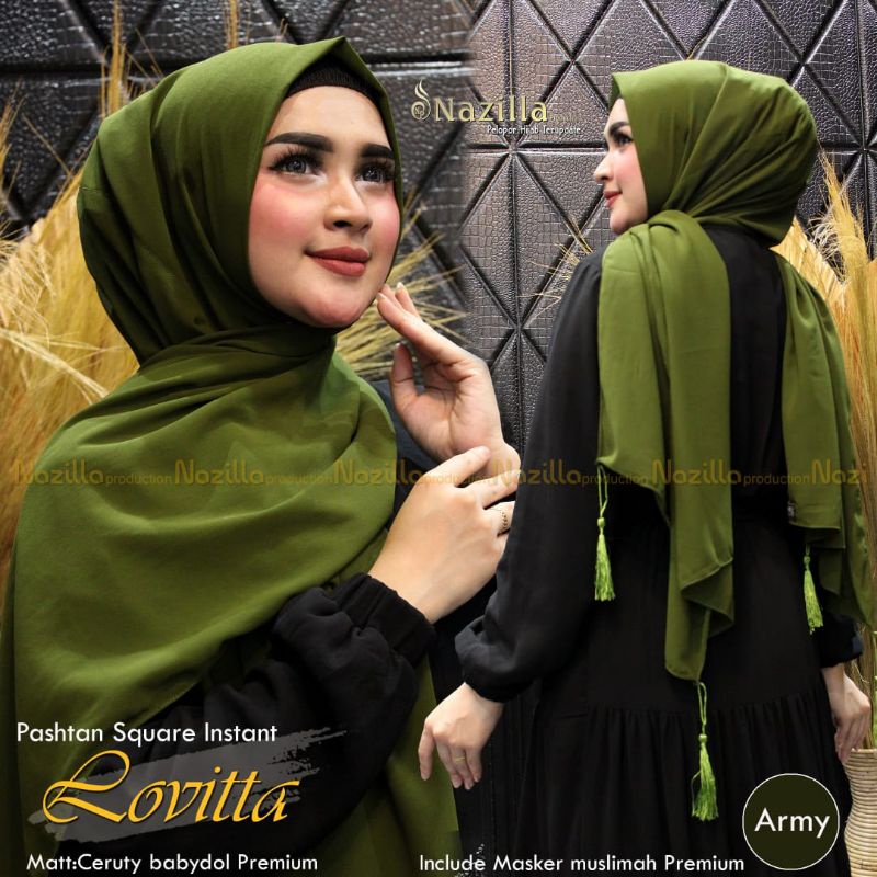 Jilbab Pashmina Square Instan Tassel Lovitta Ori Nazilla