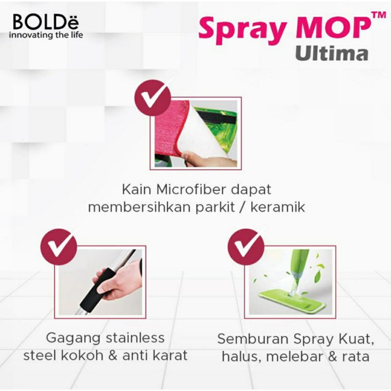 Alat Pel Semprot Bolde Spray Mop Ultima Alat Pel Bolde Spraymop Ultima Alat Pel Portable Pel Kain Lantai Pel Semprot Botol