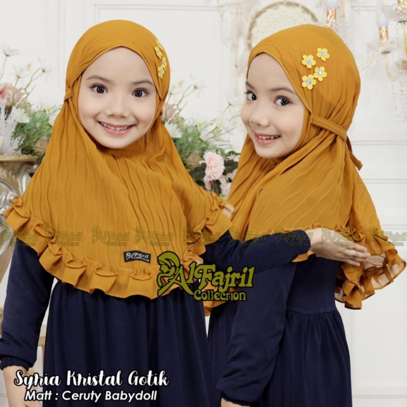 SYRIA KTISTAL GOTIK AL FAJRIL / JILBAB ANAK / BERGO ANAK / HIJAB ANAK / JILBAB ANAK PLISKET / BERGO 
