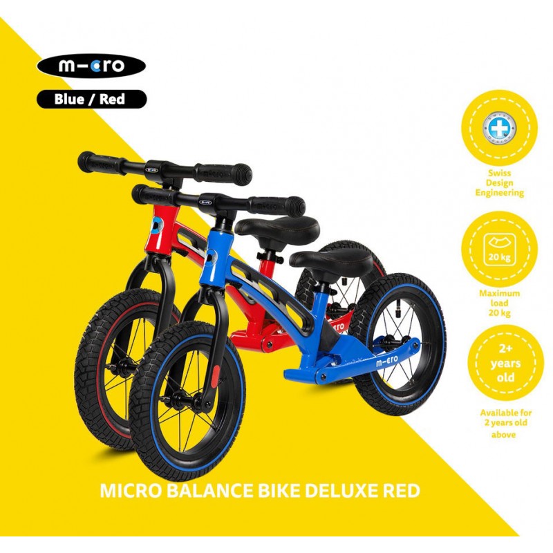 Micro Balance Bike DELUXE Sepeda Anak (2 - 5 Tahun) - Blue / Red