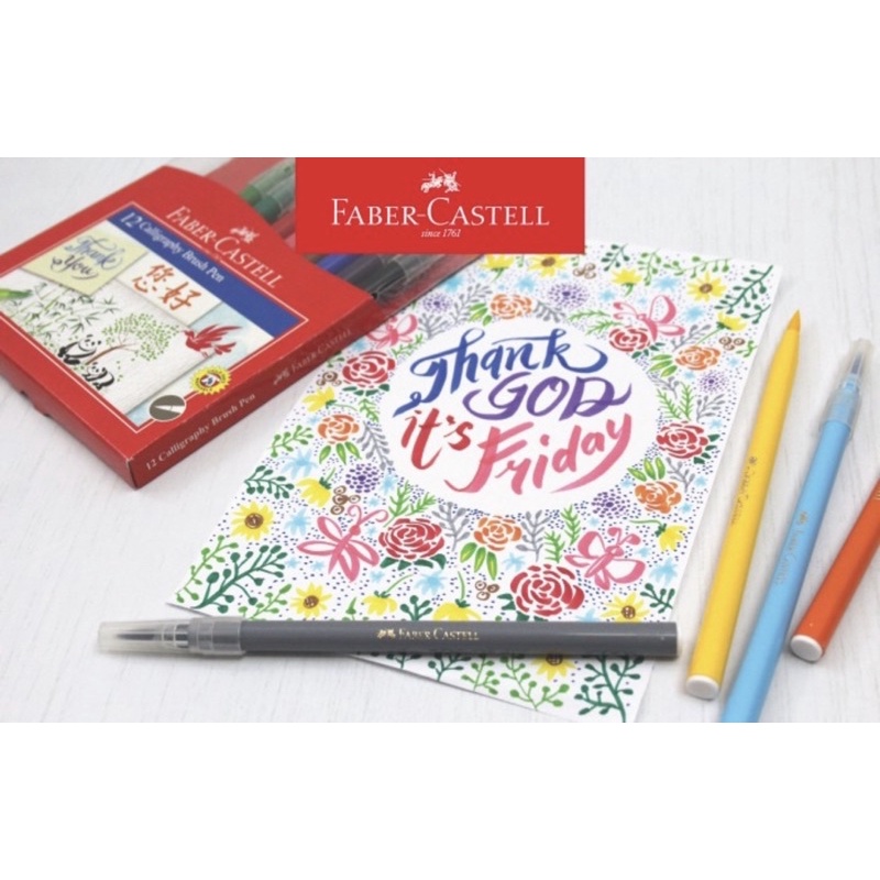 ( Set 12 Colours ) FABER CASTELL SPIDOL MARKER CALLIGRAPHY BRUSH PEN - DIY KERAJINAN ANAK PRAKARYA ME TIME