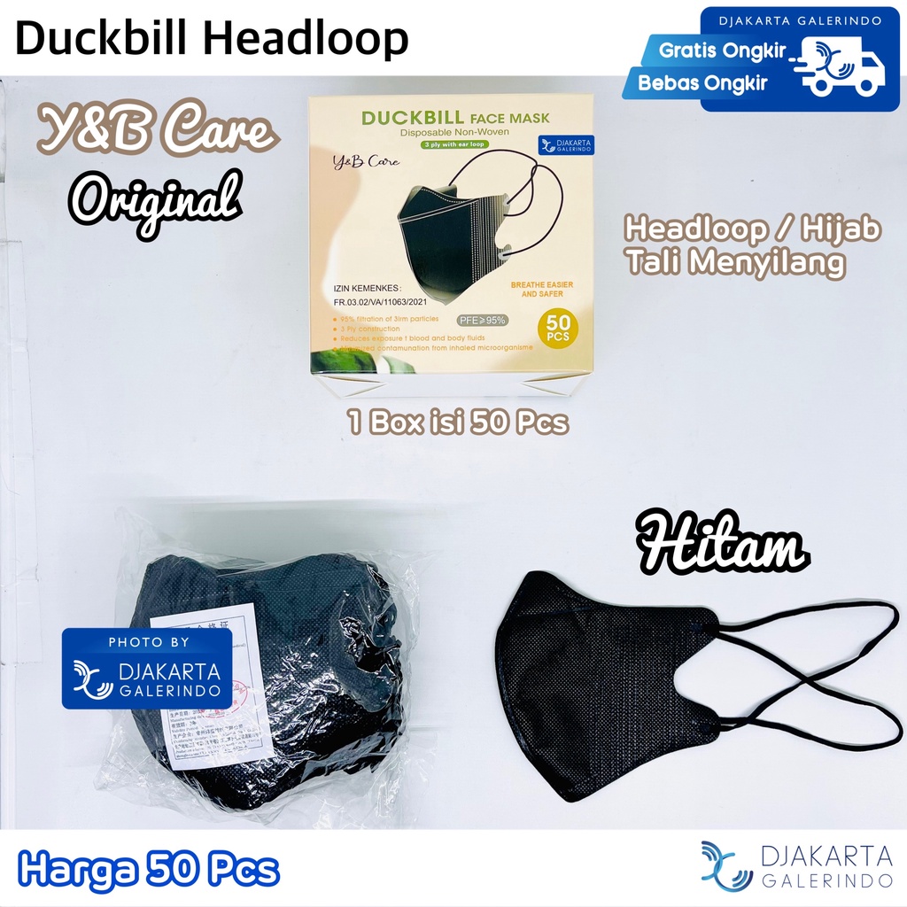 Masker Duckbill Headloop / Duckbill Hijab Mix Warna 1 Box isi 50 Pcs