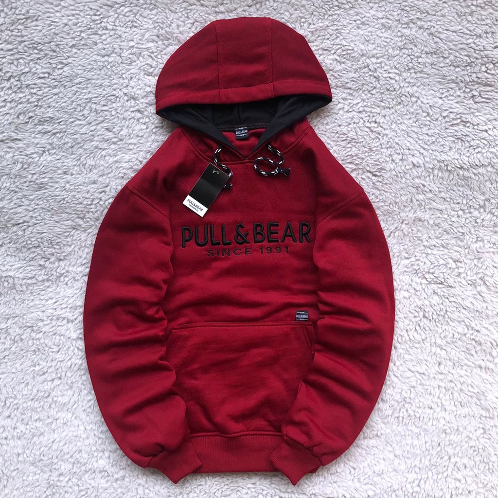 Jaket Sweater Hoodie Premium PULL &amp; BEAR Unisex Full Tag Wash Motif Teks Bordir Terbaru  / Hoodie Pria Wanita Sweater Casual Pull &amp; Bear Bordir Tebaru