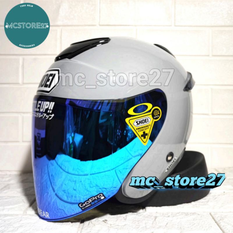 PAKET GANTENG HELM KYT KYOTO REPLICA | MERK DYR | CUSTOM STICKER SHOE | LIGHT GREY