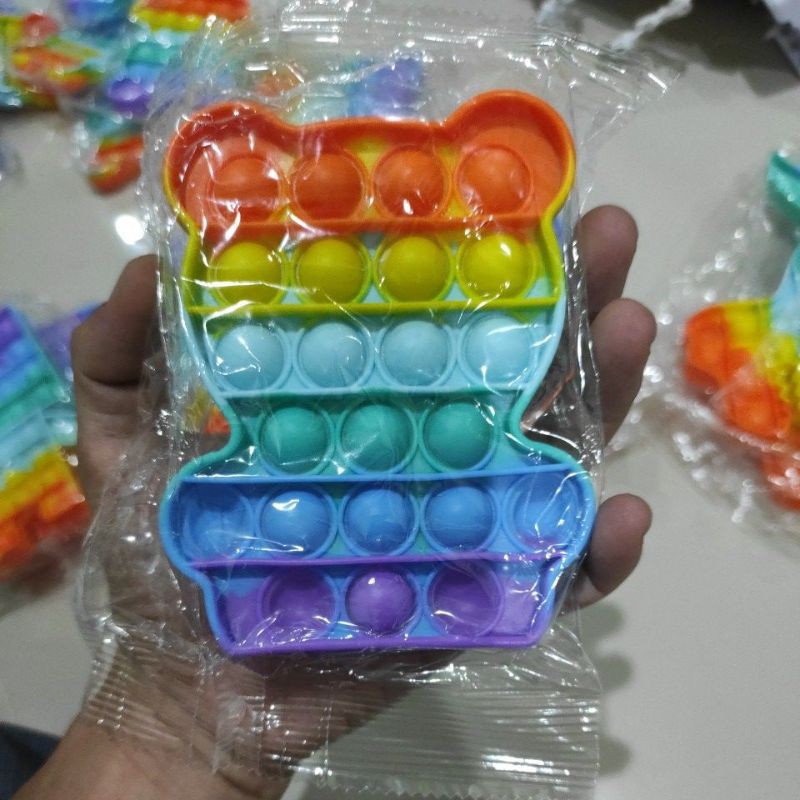 Pop It Fidget Toys Mainan Gelembung // Pop It Rainbow-Bear Pelangi