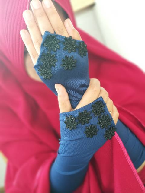 Handsock Renda Flow Hitam / Handsock Cincin Renda / Handsock Ring / Handsock Muslim /Handsock Wanita