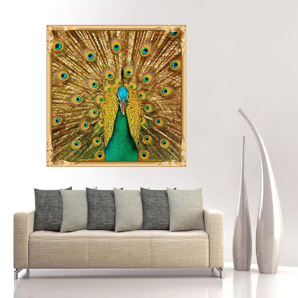 5d Diamond Peacock Painting Diy Mosaic Cross Stitch Kit For Bedroom Decor