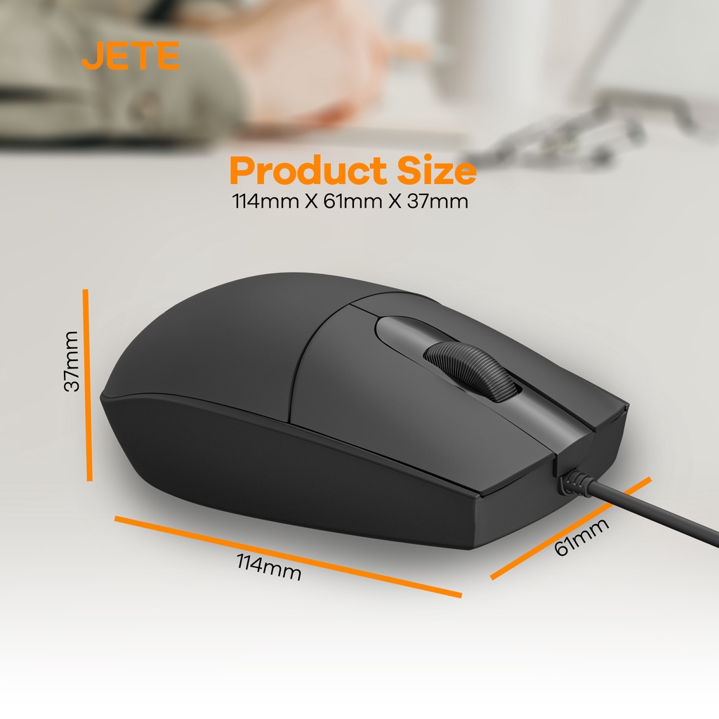 Wired Mouse JETE MO3 1200 DPI Ergonomis Design - Garansi 2 Tahun