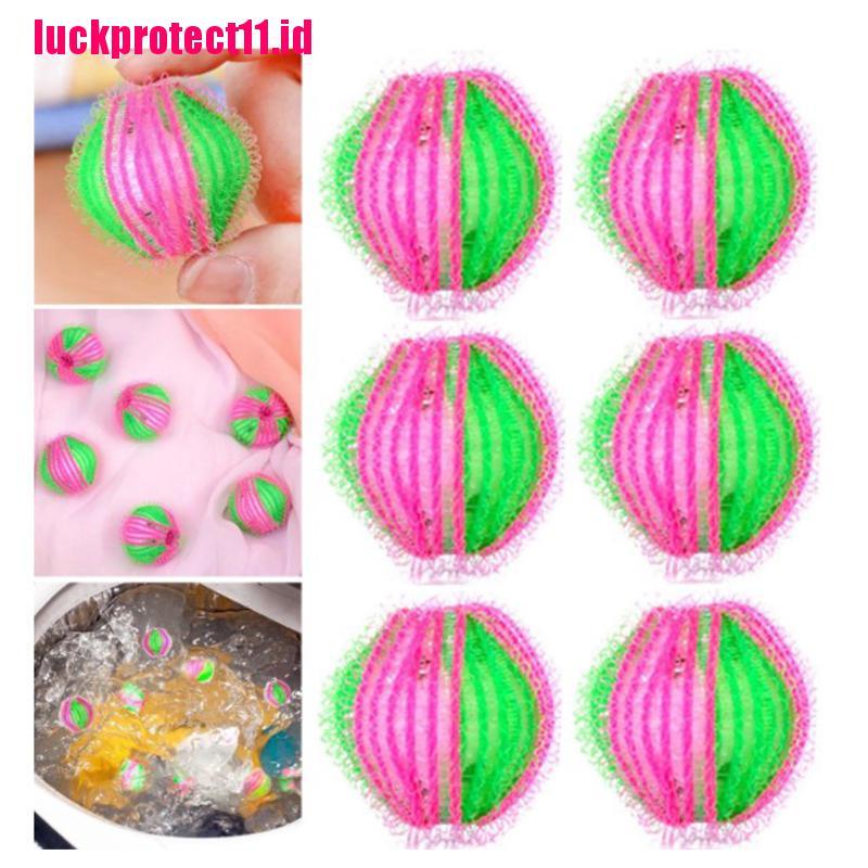 (LUCK11) 6pcs / Set Bola Laundry Pembersih Rambut Untuk Mesin Cuci