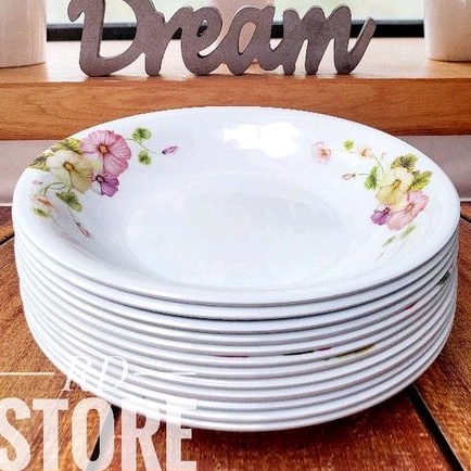 PROMO 12.PCS PIRING MAKAN CEKUNG MOTIF ROSE MELAMINE