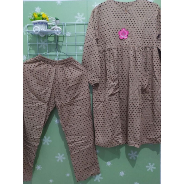 ONE SET SETELAN TUNIK RAYON ANAK PEREMPUAN 6 - 8 TAHUN