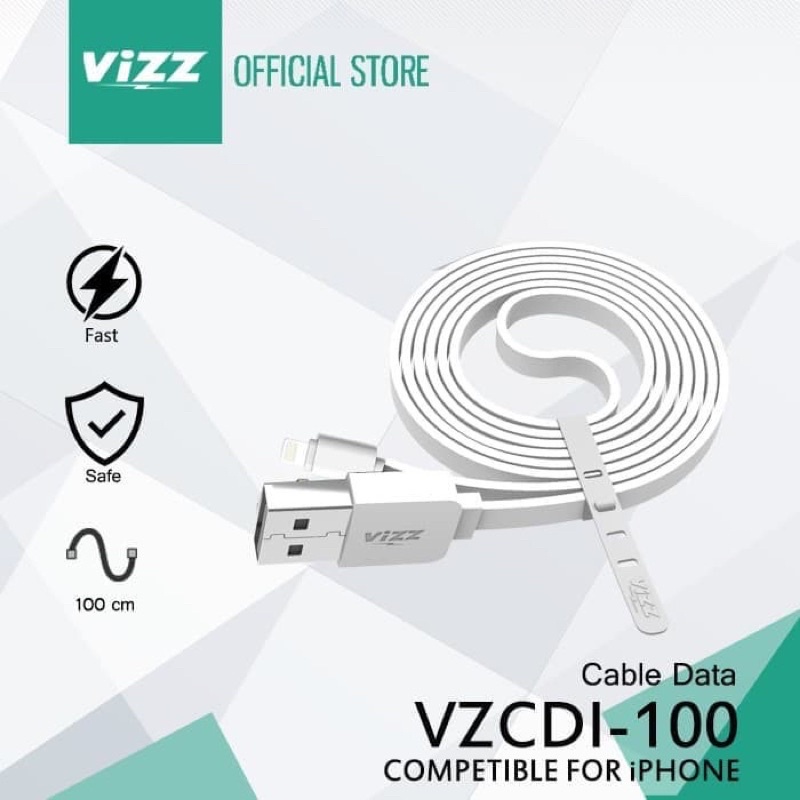 Kabel data Vizz Iph 1meter dan 60cm Zios100 2.4A fast charger