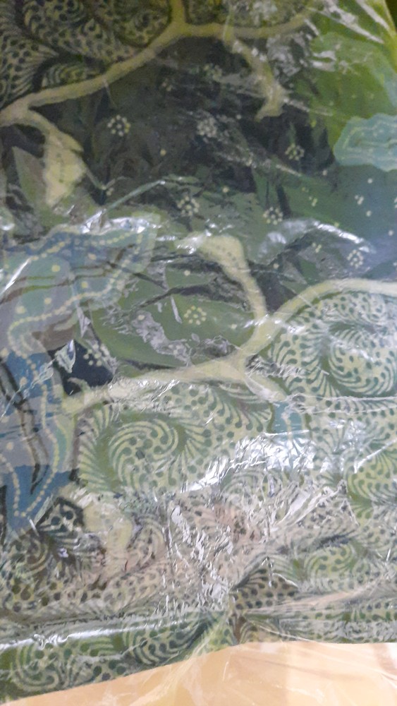 Lintang Biru Pendek Kemeja Batik Pria Lengan Slimfit Katun Printing Hem Baju Seragam Kantor Modern