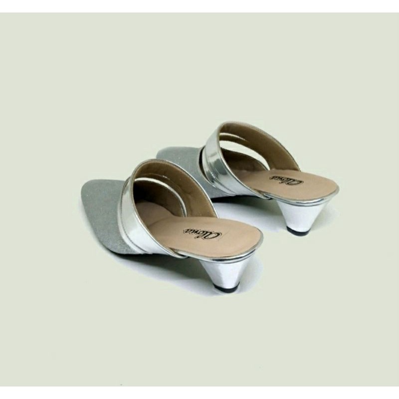 Higheels Pesta Big Size 41-45 / Slop Bustong Alonaid Mewah Sendal Wanita Akad Nikah Gold / Slop Panggung Glamour, 44