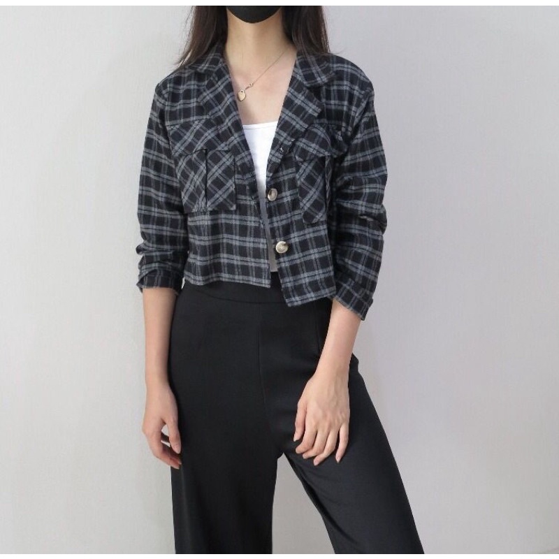 Flanel Blazer Crop