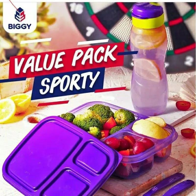 (Murah)COD Tempat Makan Plus Minum Sporty/Tempat Bekal Anak