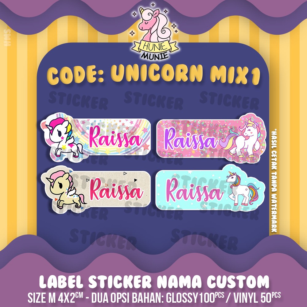 

Sticker Nama Custom - Unicorn #2 (100pcs+) Stiker