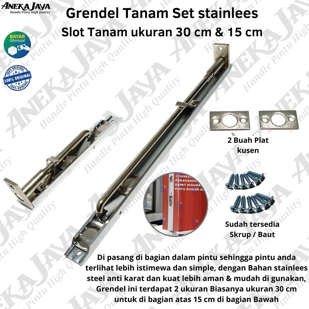 Grendel tanam / slot pintu tanam