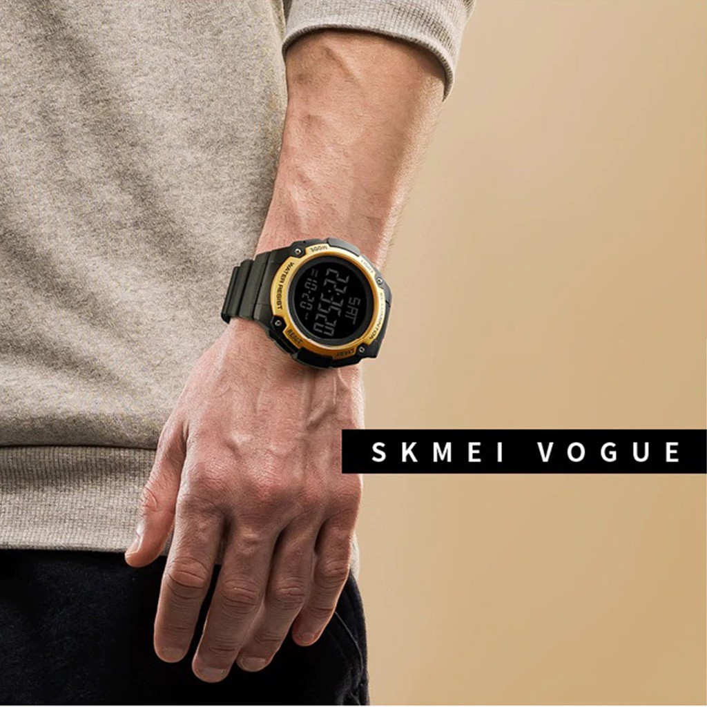 100% ORIGINAL SKMEI Digital Men Watch Jam Tangan Pria Anti Air 50m Karet PU Strap Flash Sale Murah