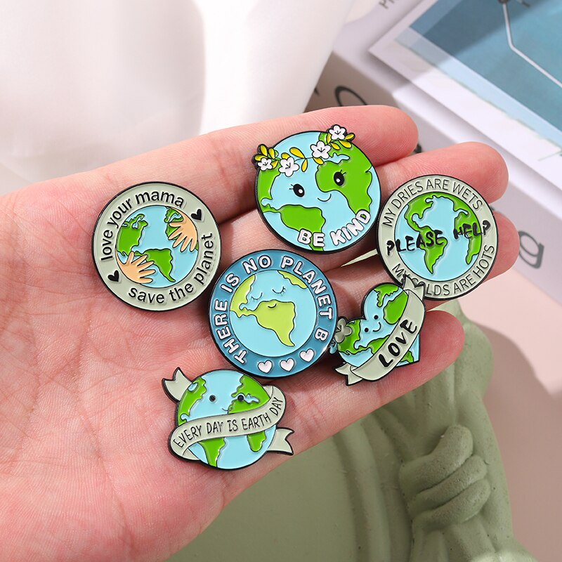 Please Help Earth Enamel Pin Custom Be Kind Hug Earth No Planet B Brooches Lapel Pin Badge Environment Jewelry Gifts For Kids