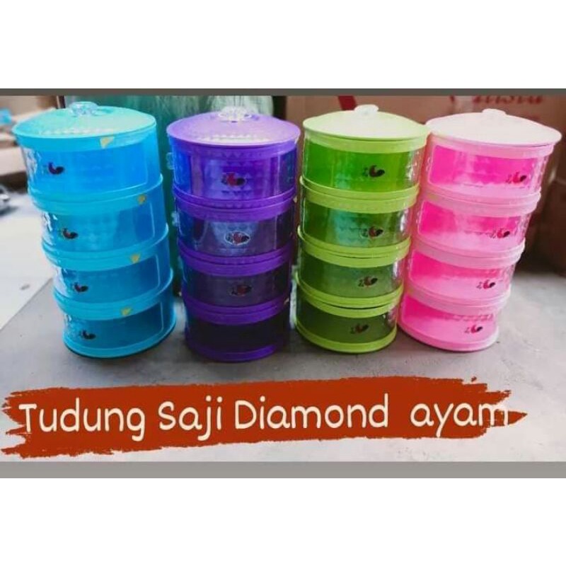 Tudung saji susun 4 Warna Random/tempat/wadah penyimpan makanan  diamond/rak lauk makanan 4 susun