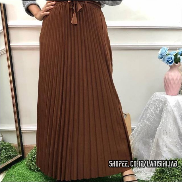 Rok Plisket Premium Crepe Mumble Crepe Variasi Tali