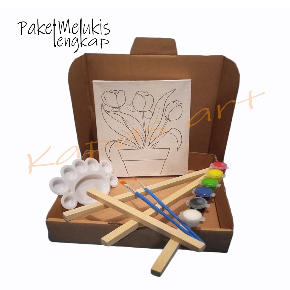 

Painting Kit / Paket Kanvas Lukis Sketsa Bunga Lengkap Siap Pakai