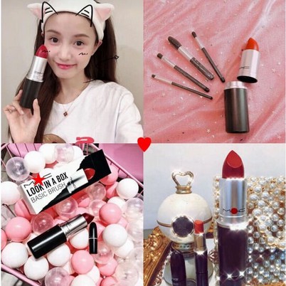 MAC giant lipstick set brush makeup brush set
