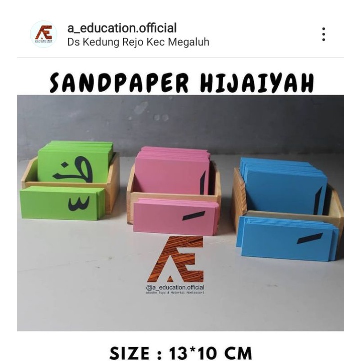 Sand paper hijaiyah Belajar Hijaiyah  Montessori edukasi anak