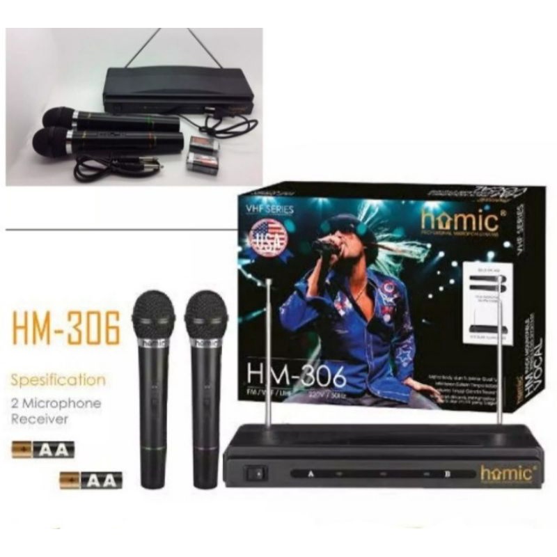 mircrophone wirelles Homic Hm 306 murah murah mic wirelles homic 306