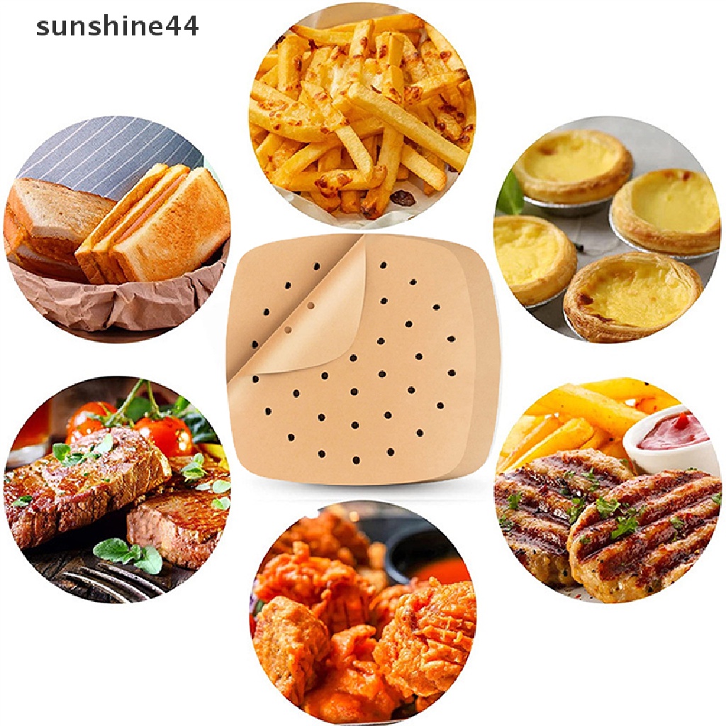 Sunshine 50Pcs Kertas Berlubang Anti Lengket Untuk Menggoreng / Mengukus Makanan