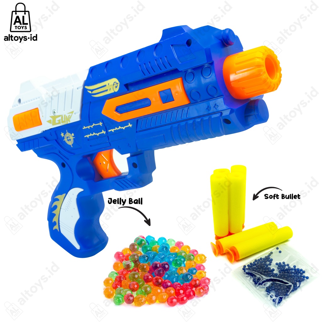 Mainan Pistol Shooter Nerff Peluru 2in1 Gabus Kop Dan Peluru Jelly / Tembak Sof Bullet LG5