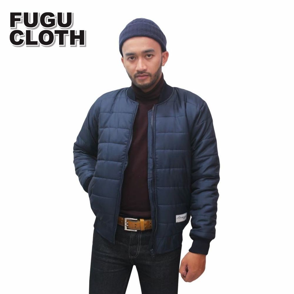 Jaket Bomber Puffer Tebal Polos Pria Jaket Mantel Motor Down Jacket Parasut Hitam Anti Angin Distro