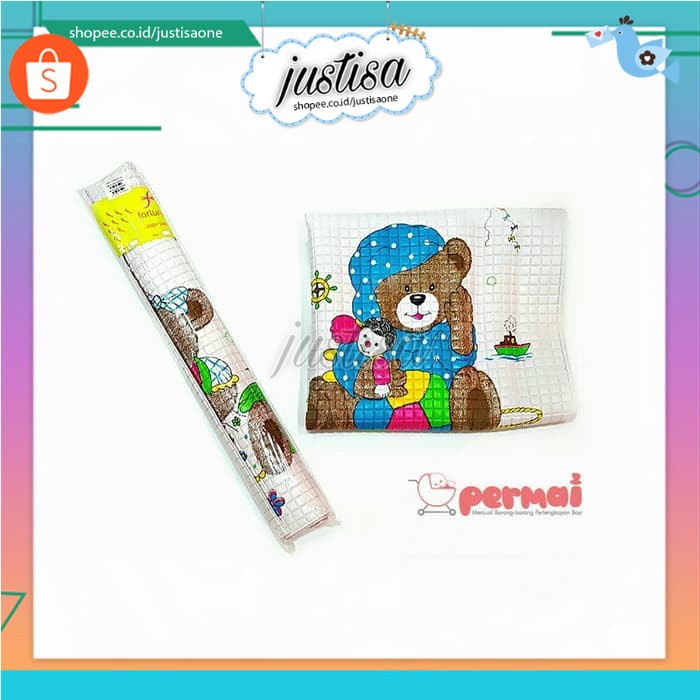 Promo !! PERLAK BAYI FORTUNE tanggung putih ALAS OMPOL FULL MOTIF PERLAK MURAH