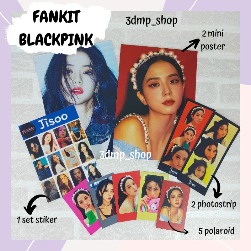 Fankit blackpink jisoo rose polaroid stiker photostrip poster