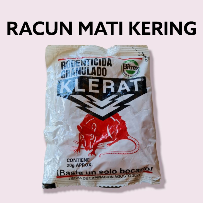 KLERAT SASET RACUN TIKUS UMPAN SIAP PAKAI BERBENTUK PELET TIKUS MATI KERING DAN MANDUL 20gr