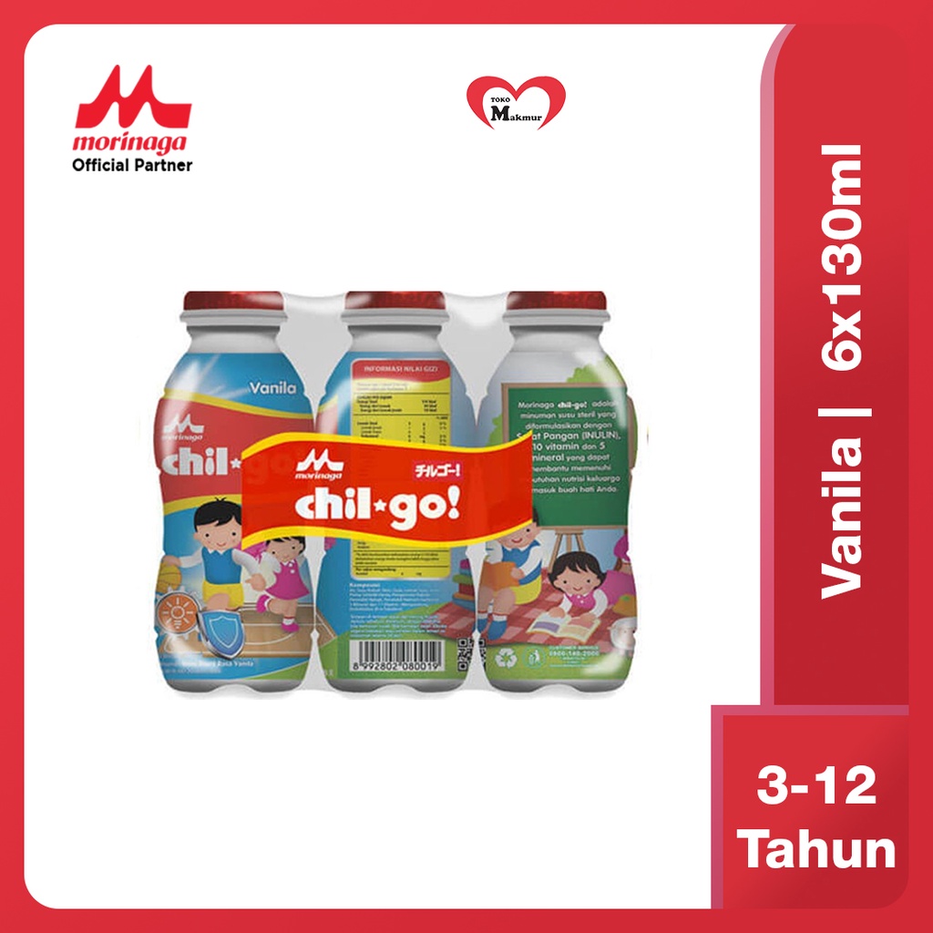 Chil Go Cair Vanila / Coklat / Strawberry / Melon / Original / Pisang 6×130Ml (Khusus Gojek Surabaya) / Toko Makmur Online