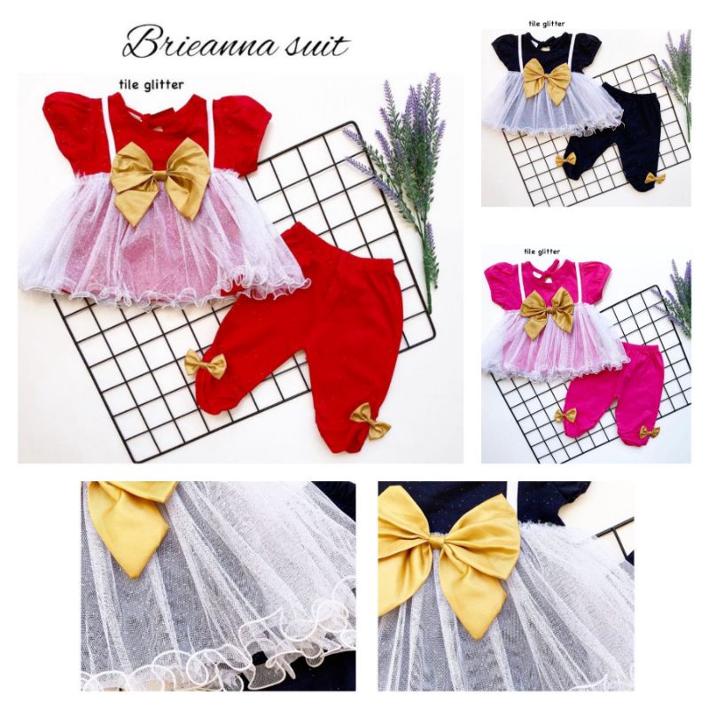 SETELAN CELANA TUTU BAYI 0-18 BULAN PREMIUM BRIEANNA TUTU SUIT / SETELAN DRESS TUTU GLITTER BLINK BLINK LEGGING BAYI PREMIUM