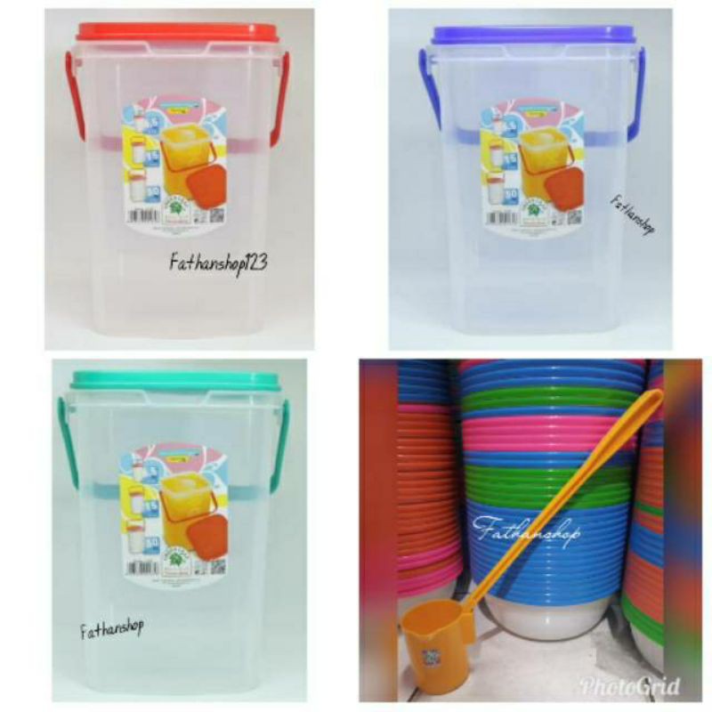 (1Set) Toples Aquarium Es buah/Toples segi 15 LITER/ GL 0166 + Gayung GREEN LEAF
