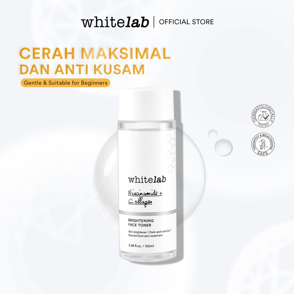 Whitelab Brightening Toner - Toner Pencerah Pemutih Wajah Anti Kusam Dengan Niacinamide, Hyaluronic & Collagen [BPOM]