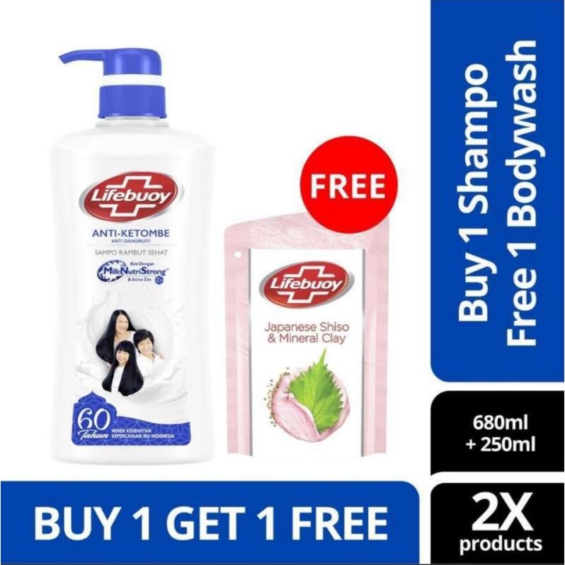 Jual Lifebuoy Anti Dandruff Shampoo 680 + LIFEBUOY Body Wash Liquid