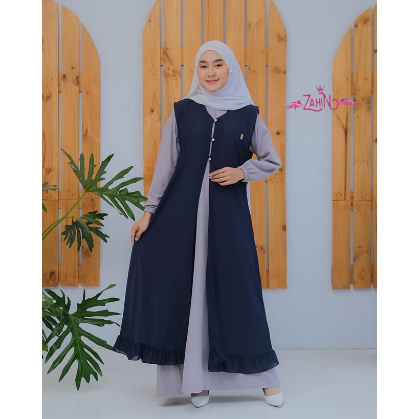 HITANA CELLIN DRESS + OUTHER ORI ZAHIN NEW MODEL LEBARAN ITYCREPE MIX CERUTY PREMIUM BISA DILEPAS