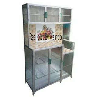 RAK PIRING LEMARI DAPUR KERAMIK ALUMINIUM 3 PINTU | Shopee Indonesia