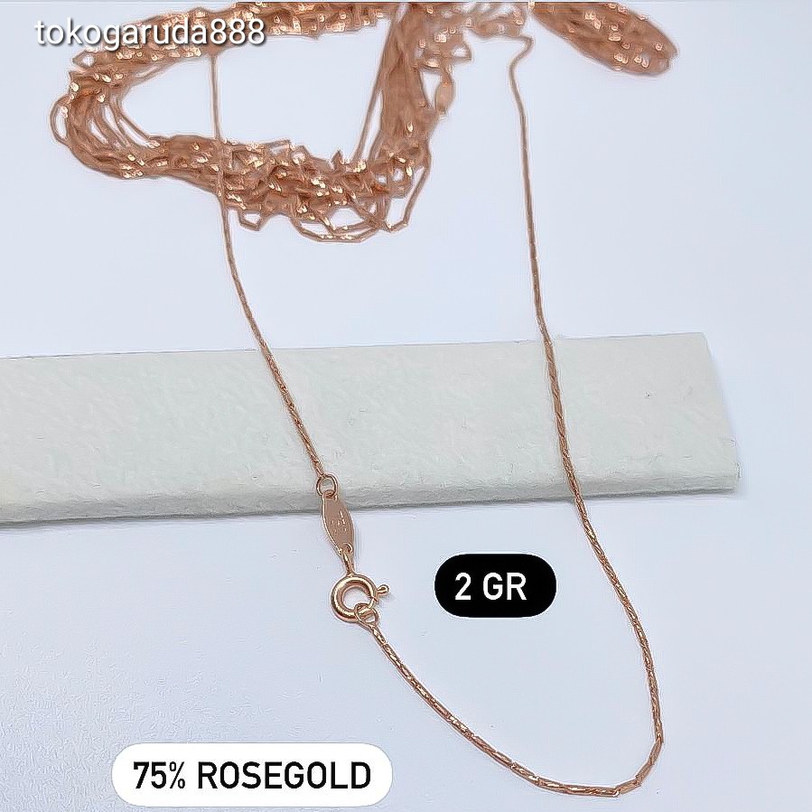 Rantai kalung anak dan dewasa emas asli kadar 750 75% aquila sella rosegold cantik murah kilat ringan kawat tegang