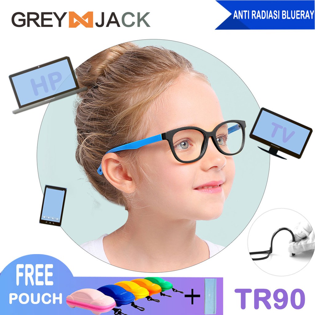 Grey Jack/Kacamata ANAK anti radiasi blueray komputer HP TV TR90/ FA8142-1