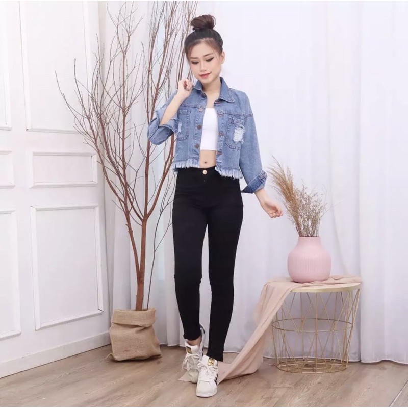 Jaket Jeans Candy Crop Rawis Wanita L - XXL