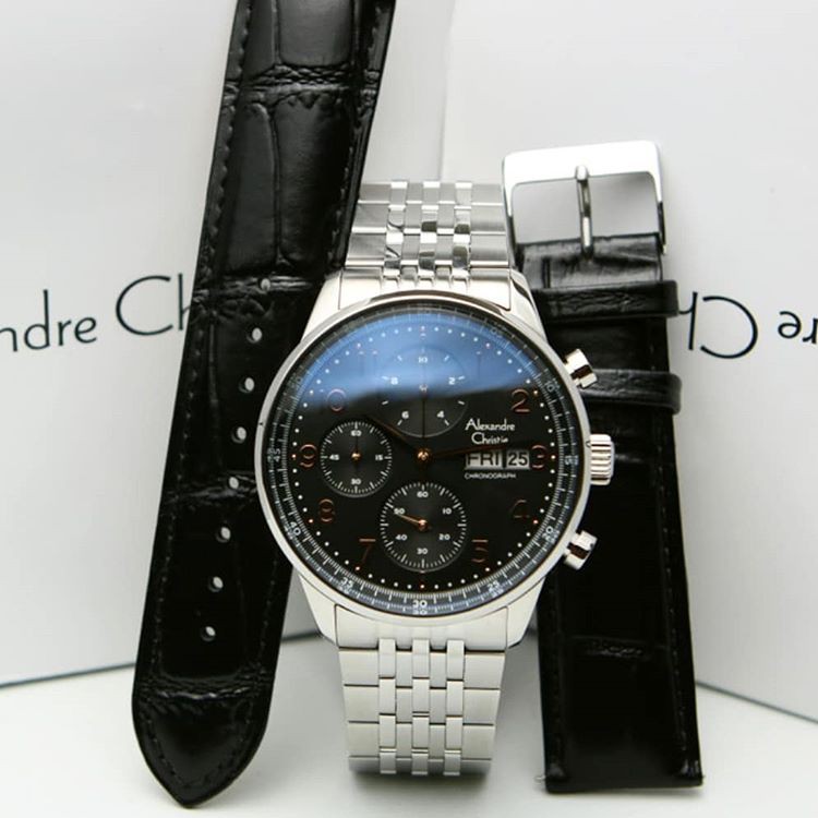 Alexandre Christie AC6492 Original Jam Tangan Pria Silver Black