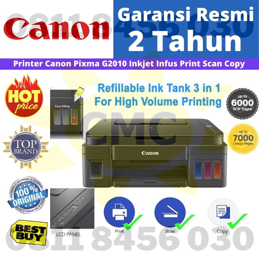 Printer Canon G2010 All in One G 2010 pengganti G2000 Print Scan Copy Resmi